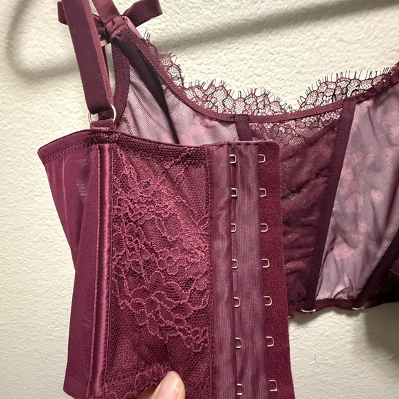 Victorias Secret Burgundy & Pink Flower Secret Dream Angels Corset - Picture 3 of 5